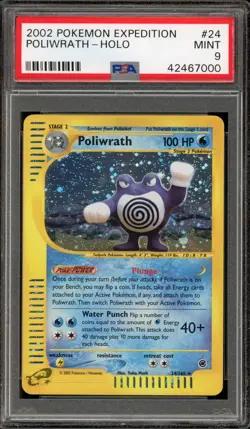 Pokemon Poliwrath Expedition Holo Rare #24 PSA 9 Mint - Image 1