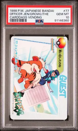 PSA 10 POP 21 OFFICER JEN/GROWLITHE 1998 POKEMON JPN BANDAI CARDDASS 77 - Image 1