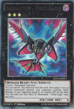Yugioh - Raidraptor - Fiend Eagle (Rare) (1st Edition) - DOCS-EN051 P - Image 1