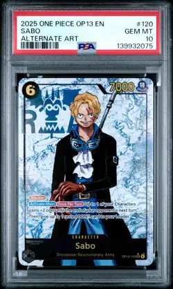 2025 ONE PIECE OP13-CARRYING ON HIS WILL ALTERNATE ART #120 SABO PSA 10 - Image 1