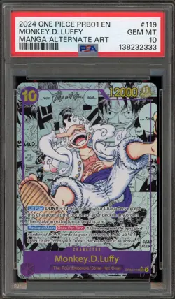 One Piece CCG Monkey.D.Luffy PRB01 Manga Alternate Art OP05-119 PSA 10 Gem Mint - Image 1