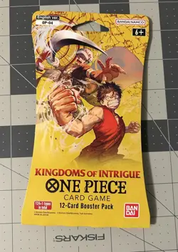 One Piece KINGDOMS OF INTRIGUE English Sleeved Booster OP-04 Sealed 12-Card Pack - Image 1