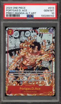 One Piece CCG Portgas.D.Ace PRB01 Manga Alternate Art OP02-013 PSA 10 Gem Mint - Image 1