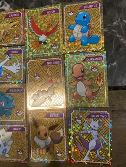 Pokemon Vintage Gold Holo Sticker Cards Mewtwo Legendary Birds Eevee - Image 2