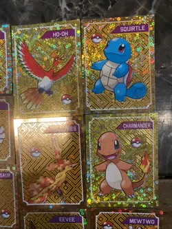 Pokemon Vintage Gold Holo Sticker Cards Mewtwo Legendary Birds Eevee - Image 3