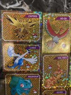 Pokemon Vintage Gold Holo Sticker Cards Mewtwo Legendary Birds Eevee - Image 4