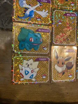 Pokemon Vintage Gold Holo Sticker Cards Mewtwo Legendary Birds Eevee - Image 5