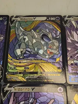 Nidoqueen & Nidoking 6 Card CUSTOM Made Stained Glass Holo Van Gogh Shiny Cards - Image 5