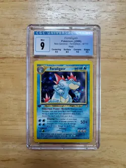 Pokemon CGC 9 MINT 2000 Feraligatr 4/111 1st Edition Neo Genesis Holo Card Swirl - Image 1