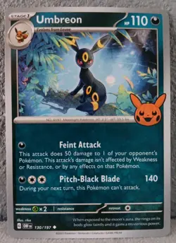Umbreon 130/197 Trick or Trade Halloween Non Holo Pokemon Card Uncommon - Image 1