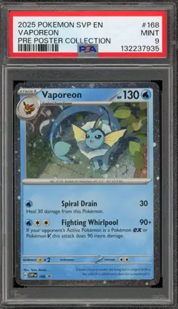 Pokemon Vaporeon Prismatic Evolutions Poster Coll. Holo Promo SVP EN 168 PSA 9 - Image 1