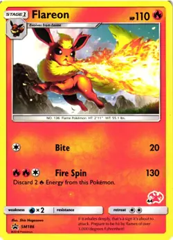 Pokemon TCG Flareon SM186 Sun Moon Promo Non Holo VLP - Image 1