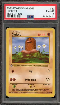 Pokemon Diglett Base Set Shadowless 1st Edition #47 PSA 6 - Image 1