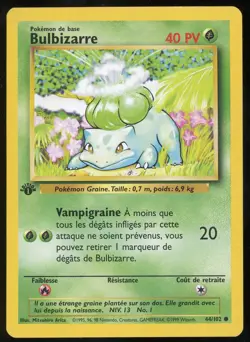 Pokemon TCG Bulbasaur Common Non-Holo French 1st Edition Base Set 44/102 LP - Image 1