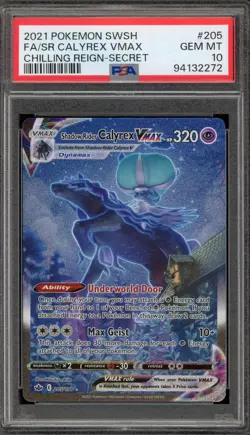 Pokemon Shadow Rider Calyrex VMAX Chilling Reign Secret Rare Alt Art #205 PSA 10 - Image 1