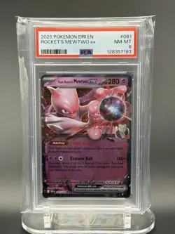 Pokemon Team Rocket's Mewtwo ex 081/182 SV10 Double Rare Holo PSA 8 2025 - Image 1