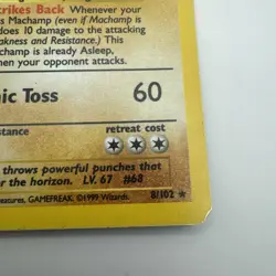 1999 Pokemon Set 1st Edition Machamp Holo #8/102 - Image 4