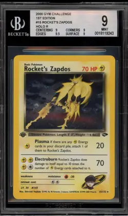 Pokemon Rocket's Zapdos Gym Challenge 1st Edition Holo Rare #15 BGS 9 Mint - Image 1
