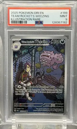 Pokemon Team Rocket's Weezing 199/182 SV10 Illustration Rare Holo PSA 9 2025 - Image 1