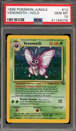Pokemon Venomoth Jungle Unlimited Holo Rare #13 PSA 10 Gem Mint - Image 1