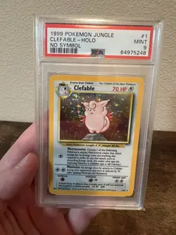 PSA 9 Mint Pokemon 1999 Unlimited Holo Clefable Jungle No Symbol Error #1 Rare! - Image 1