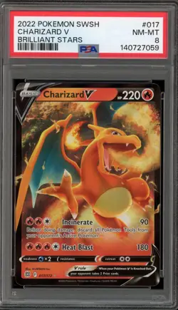 Pokemon Charizard V Brilliant Stars Holo Ultra Rare #017 PSA 8 - Image 1