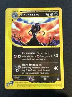 Pokemon TCG Houndoom Card 15/147 Non-Holo, Aquapolis Set Near Mint - Image 1
