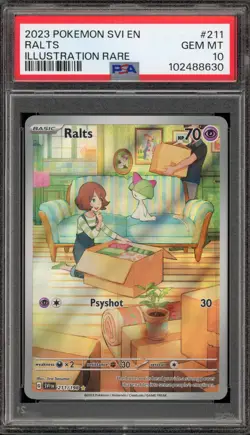 Pokemon Ralts Scarlet & Violet Illustration Rare #211 PSA 10 Gem Mint - Image 1