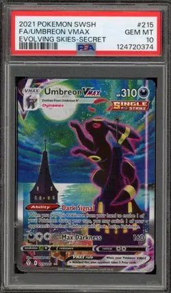 Pokemon Umbreon VMAX Evolving Skies Secret Rare Full Alt Art #215 PSA 10 - Image 1