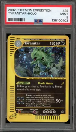 Pokemon Tyranitar Expedition Holo Rare #29 PSA 9 Mint - Image 1