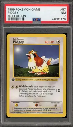 Pokemon Pidgey Base Set Shadowless 1st Edition #57 PSA 7 - Image 1