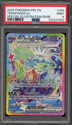 Pokemon Terapagos ex Prismatic Evolutions Special Illustration Rare #169 PSA 9 - Image 1