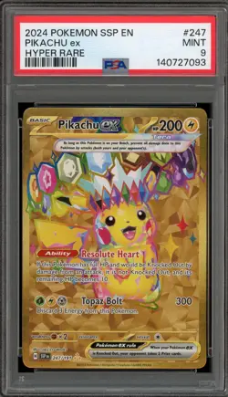 Pokemon Pikachu ex Surging Sparks Hyper Rare #247 PSA 9 Mint - Image 1