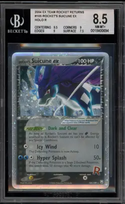 Pokemon Rocket's Suicune ex EX Team Rocket Returns Holo Ultra Rare #105 BGS 8.5 - Image 1