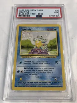 1999 POKEMON #63 SQUIRTLE BASE SET UNLIMITED MINT PSA 9 - Image 1