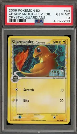 Pokemon Charmander EX Crystal Guardians Reverse Holo #49 PSA 10 Gem Mint - Image 1