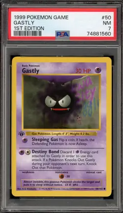 Pokemon Gastly Base Set Shadowless 1st Edition #50 PSA 7 - Image 1