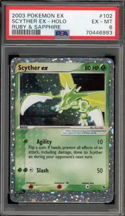 Pokemon Scyther ex EX Ruby & Sapphire Holo Ultra Rare #102 PSA 6 - Image 1