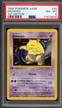 Pokemon Drowzee Base Set Shadowless 1st Edition #49 PSA 8 - Image 1