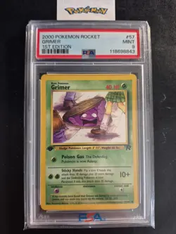 First Edition 2000 Pokemon Rocket 57/82 Grimer PSA Mint 9 - Image 1