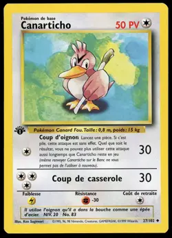 Pokemon TCG Farfetch'd Non Holo Uncommon French 1st Edition Base Set 27/102 NM - Image 1
