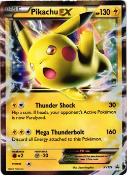 Pokemon TCG Pikachu EX XY174 XY Promos Holo DMG - Image 1