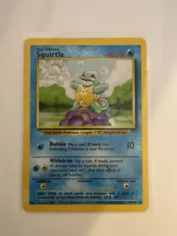 Pokemon TCG Squirtle Base Set 63/102 Regular Unlimited Common - Image 1
