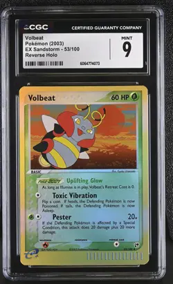 CGC 9 MINT Volbeat 2003 EX Sandstorm 53/100 Reverse Holo Pokemon Card - Image 1