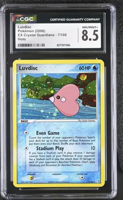 CGC 8.5 Luvdisc 2006 EX Crystal Guardians 7/100 Holo SWIRL Pokemon Card - Image 1
