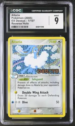 CGC 9 MINT Altaria 2005 EX Deoxys 1/107 Reverse Holo STAMPED Pokemon Card - Image 1