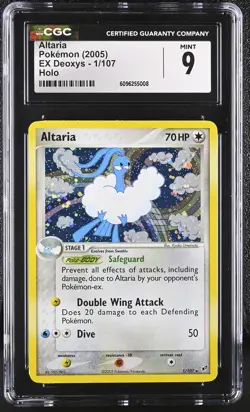 CGC 9 MINT Altaria 2005 EX Deoxys 1/107 Holo Pokemon Card - Image 1