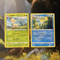 Glaceon & Leafeon (Astral Radiance 13 & 38) non-holo rare Pokemon cards - Image 1