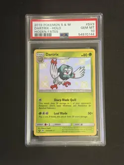 2019 POKEMON SUN & MOON HIDDEN FATES #SV3 DARTRIX-HOLO PSA 10 - Image 1