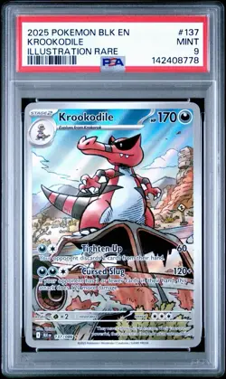 2025 Pokemon Black Bolt BLK En Krookodile Illustration Rare #137 PSA 9 Mint - Image 1